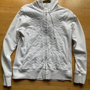 Lucky Brand Embroidered White Zip Up Hoodie